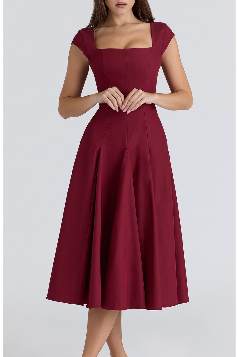 wine colored midi dress Petal and Pup Women's Dame One Shoulder Midi Dress