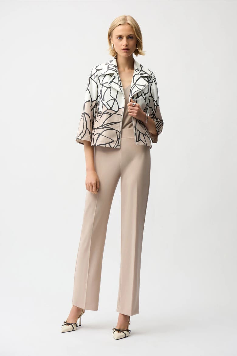 Faux Suede Abstract Print Swing Jacket, Main, color, Vanilla/Multi