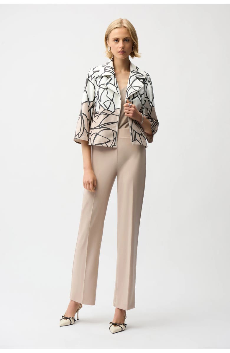 Joseph Ribkoff Faux Suede Abstract Print Swing Jacket, Main, color, Vanilla/Multi