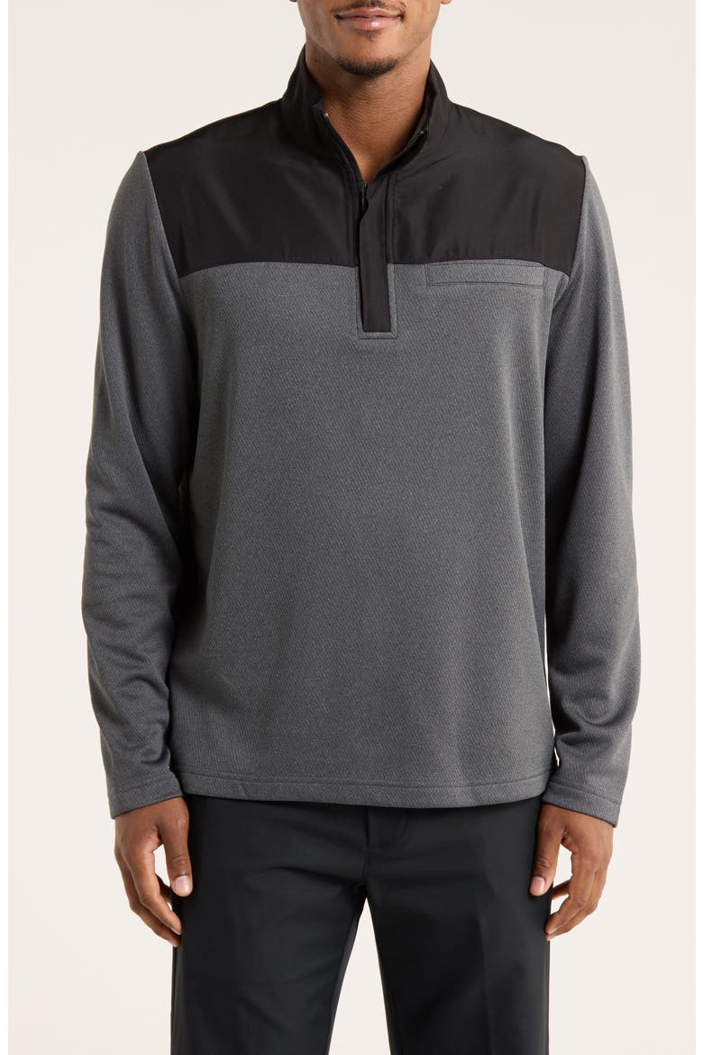Fleece Half Zip Sweatshirt, Main, color, BLACK HEATHER