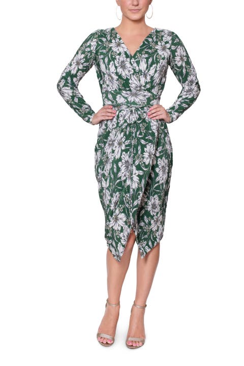 Printed Sylvia Wrap Midi Dress