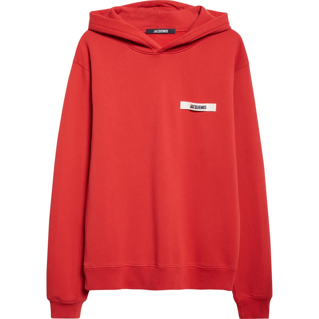 Jacquemus Le Hoodie Gros Grain Cotton Hoodie In Red