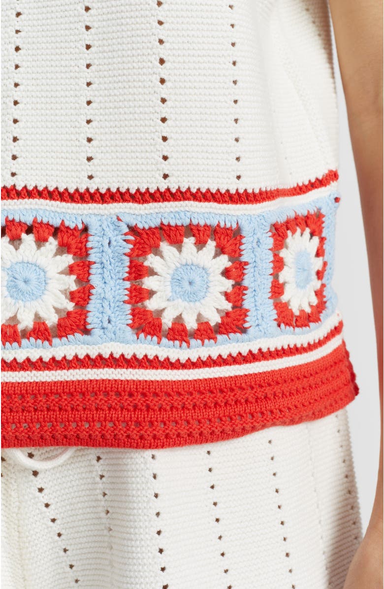 Chinti & Parker Cotton Hand Crochet Vest, Alternate, color, Cream-Blue