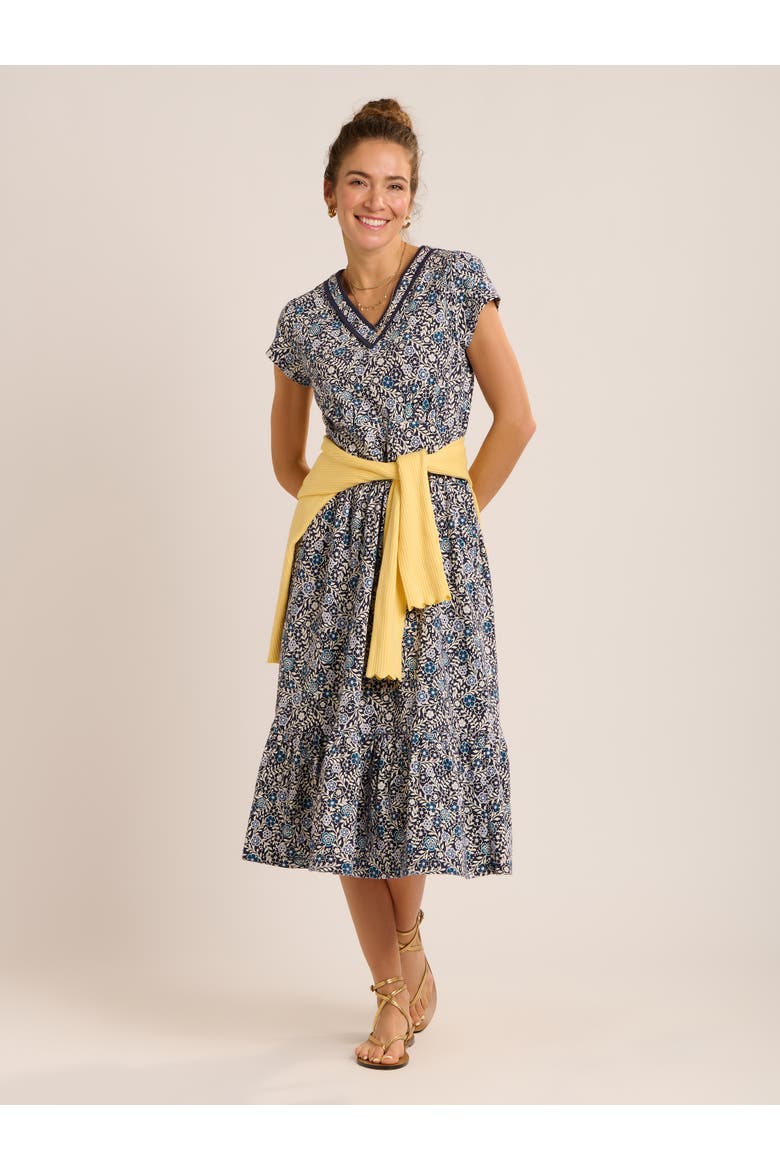Lucia Tiered Midi Dress, Alternate, color, Navy