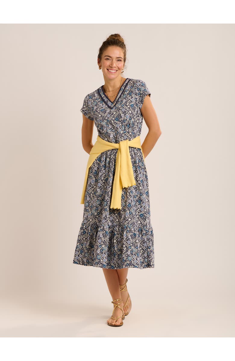 Brakeburn Lucia Tiered Midi Dress, Alternate, color, Navy