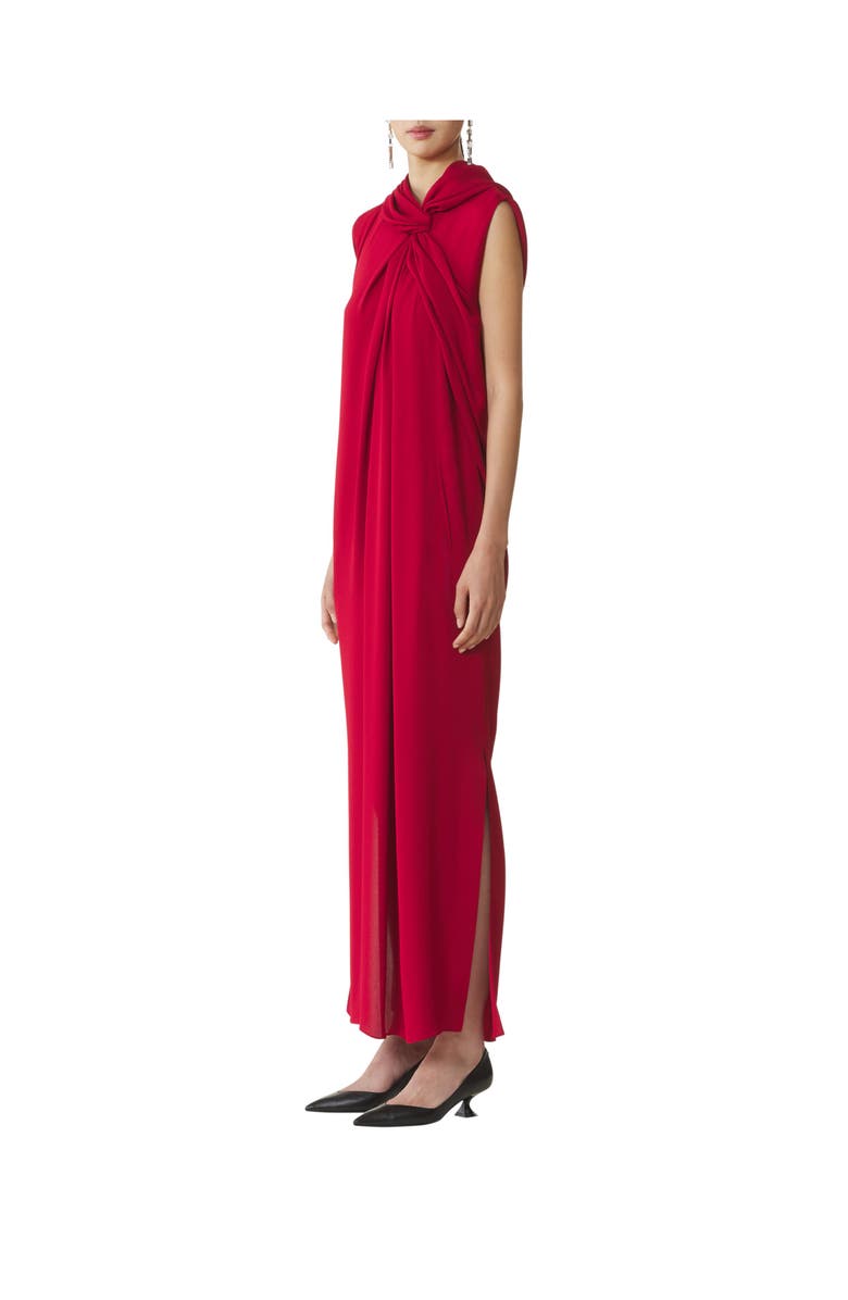 Lanvin Long Knotted Dress In Satin, Alternate, color, Red Anemone