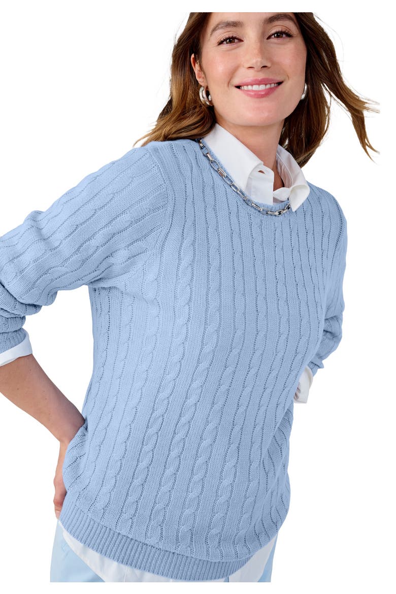 Cable Crewneck Sweater, Main, color, AZURE MIST