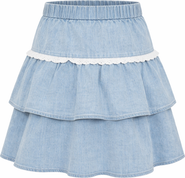 Jolie Capri Girl Denim Tiered Skirt - Light Denim