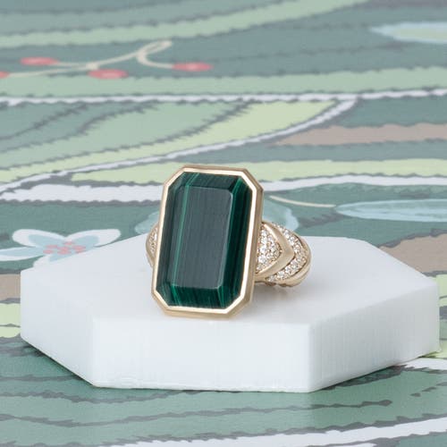 Campbell + Charlotte Spark Chevron Emerald Cut Cocktail Ring In Multi