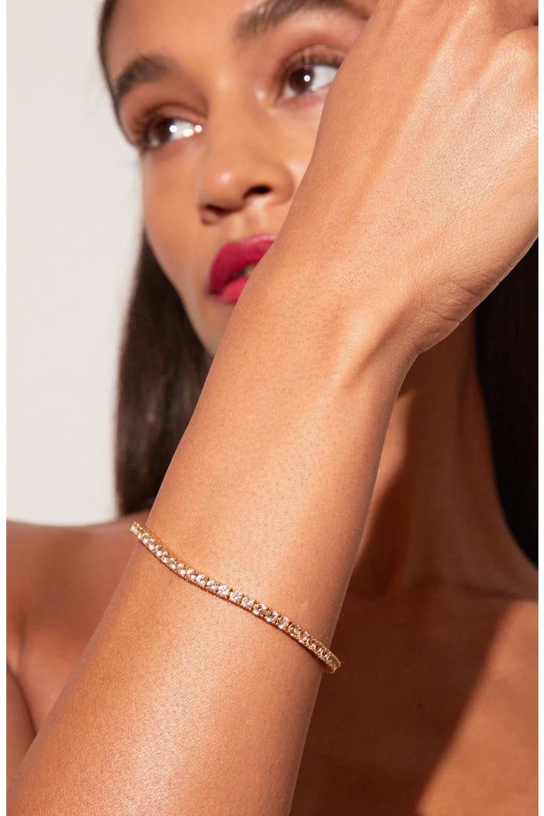 Lab Grown Morganite Tennis Bracelet, Alternate, color, Yellow Gold Vermeil