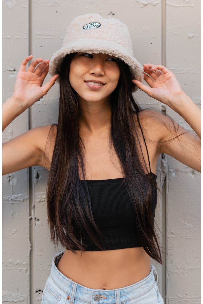 High-Pile Fleece Bucket Hat, Alternate, color, CREAM
