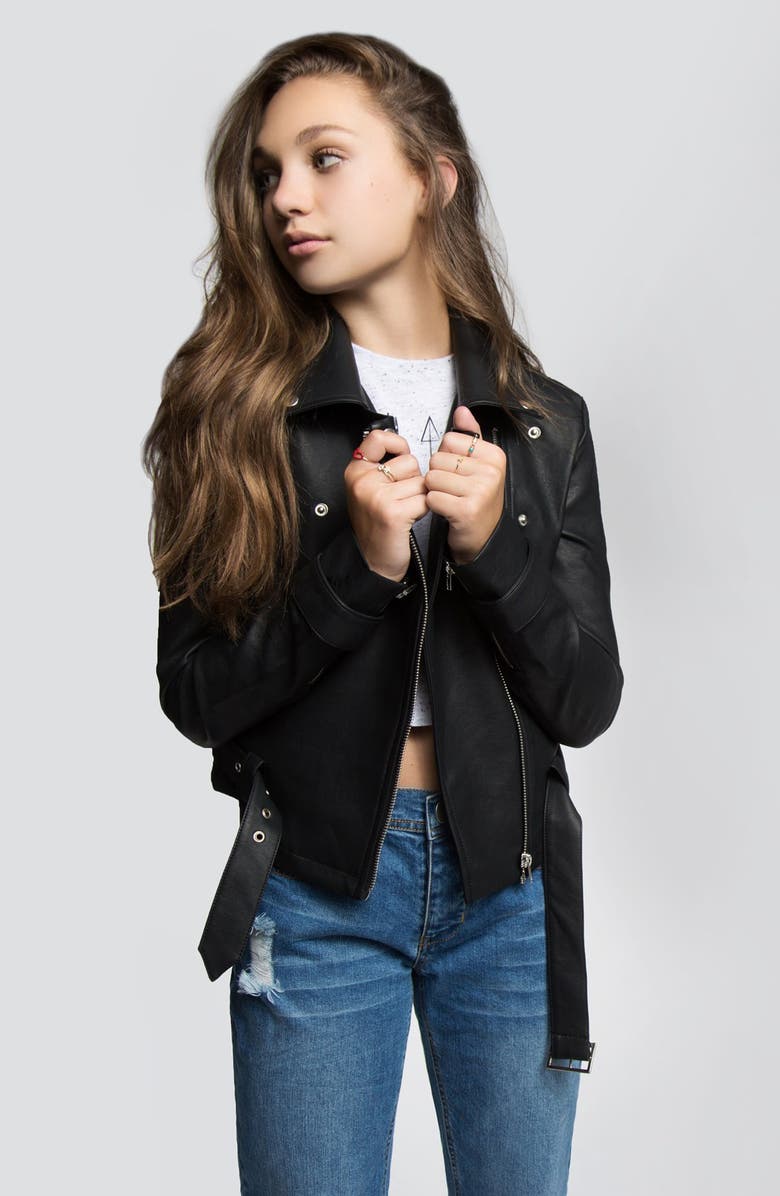 Maddie Faux Leather Moto Jacket, Alternate, color, 