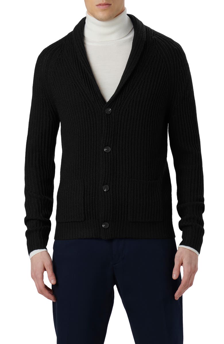Bugatchi Rib Wool Blend Cardigan Sweater, Main, color, 