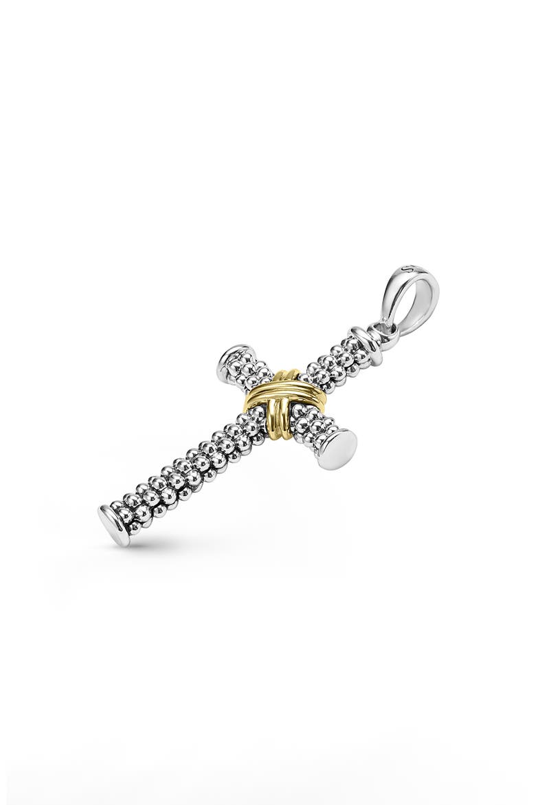 Men's Anthem Two-Tone Caviar Beaded Pendant, Alternate, color, SILVER