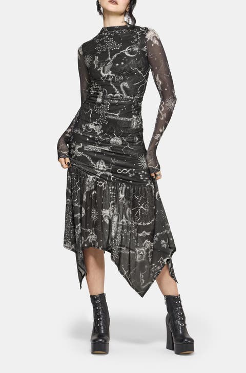 Isolde Medieval Map Mesh Midaxi Dress