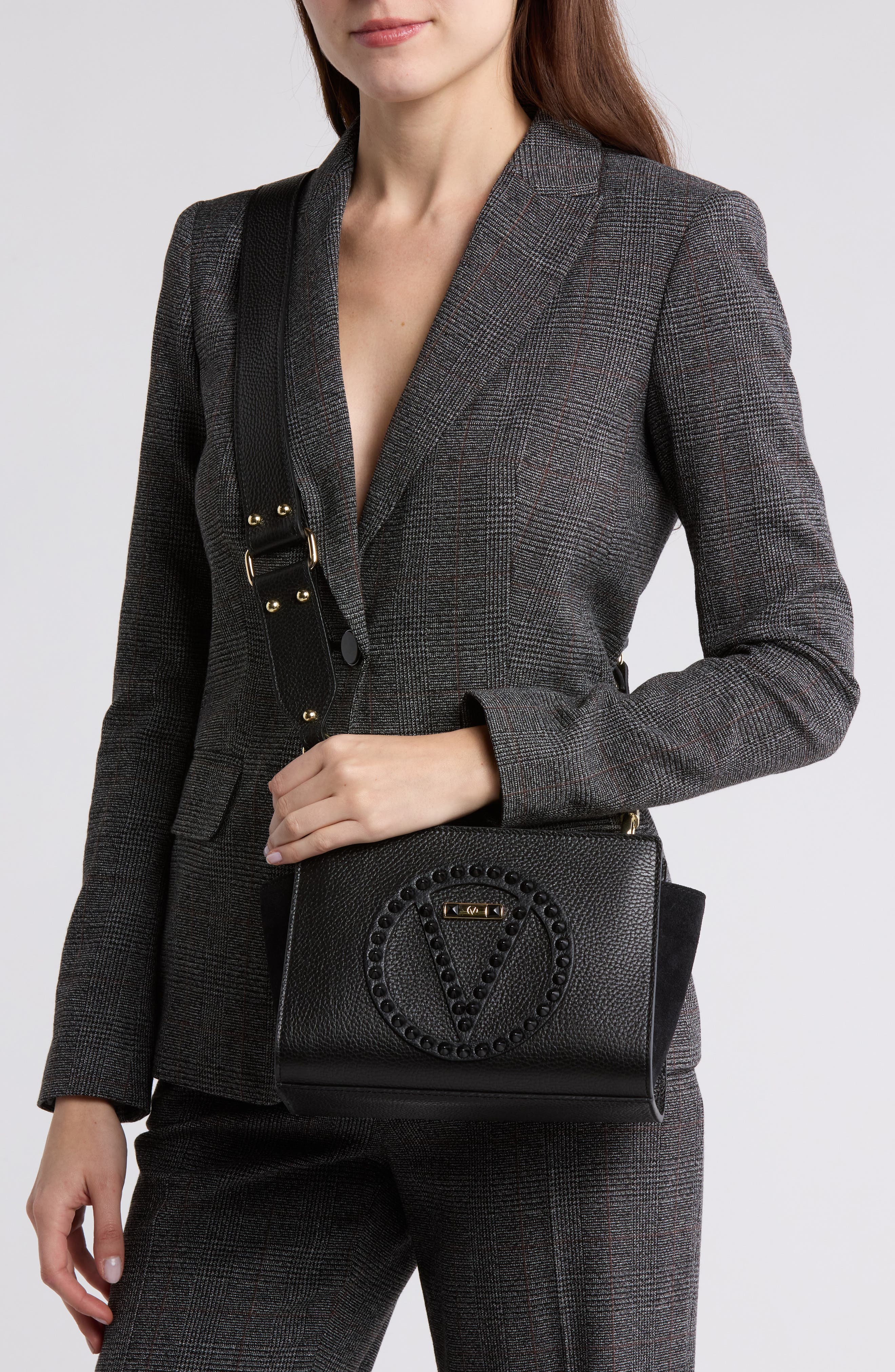 VALENTINO BY MARIO VALENTINO Kiki Rockstud Leather Crossbody Bag, Alternate, color, 