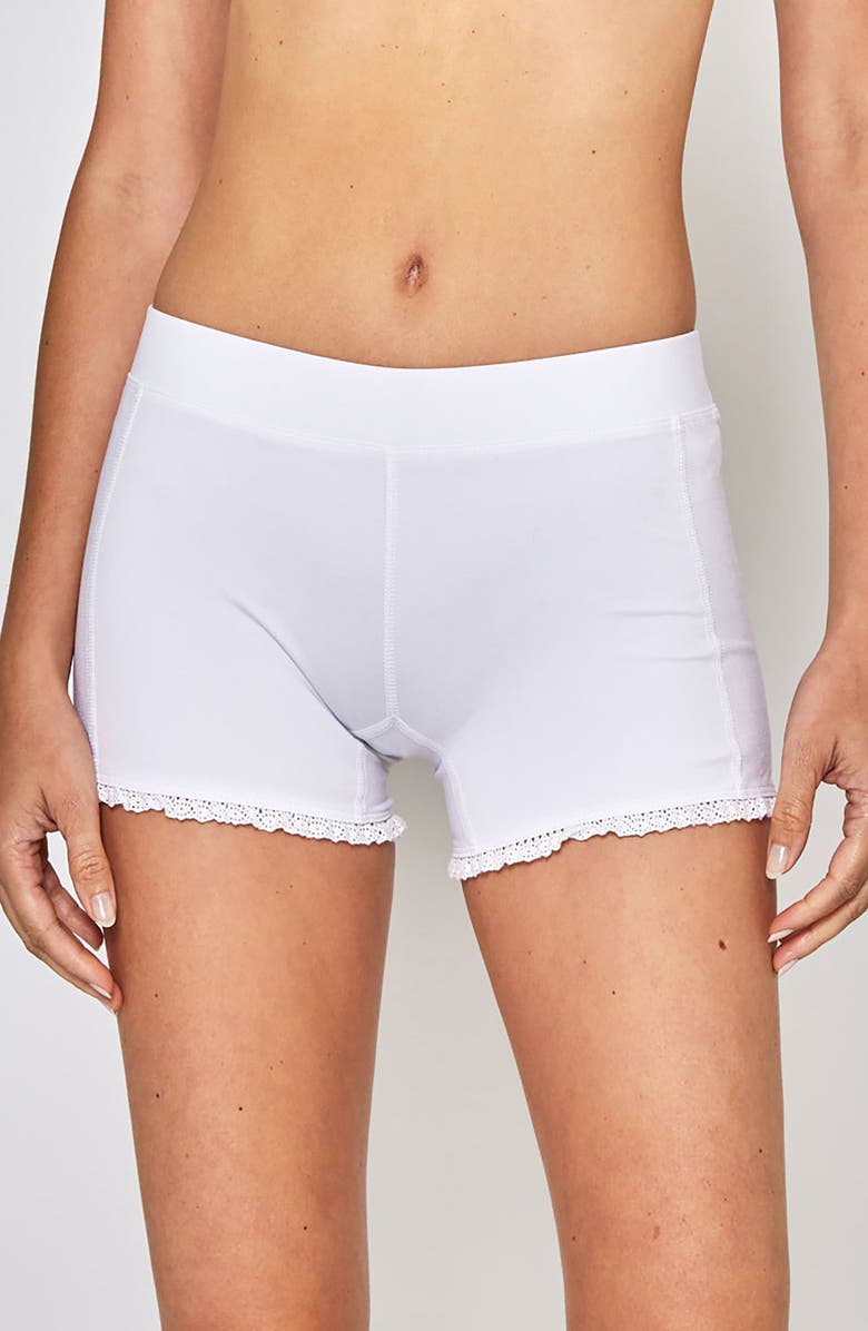 L'ETOILE SPORT LACE TRIM SHORTS, Main, color, White
