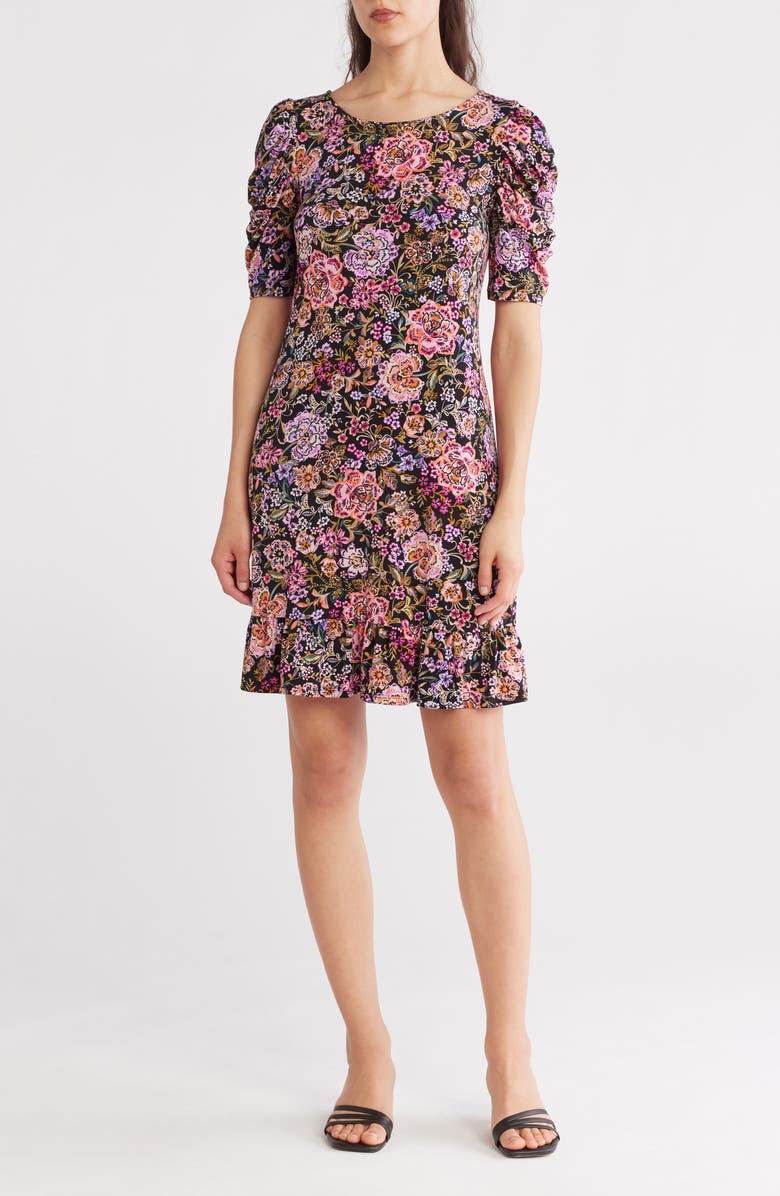 Halogen<sup>®</sup> Floral Puff Sleeve Dress, Main, color,