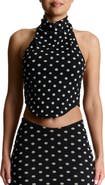 Naked Wardrobe Polka Dot Halter Crop Top
