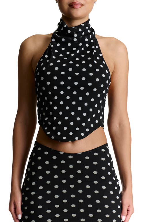 NAKED WARDROBE NAKED WARDROBE POLKA DOT HALTER CROP TOP