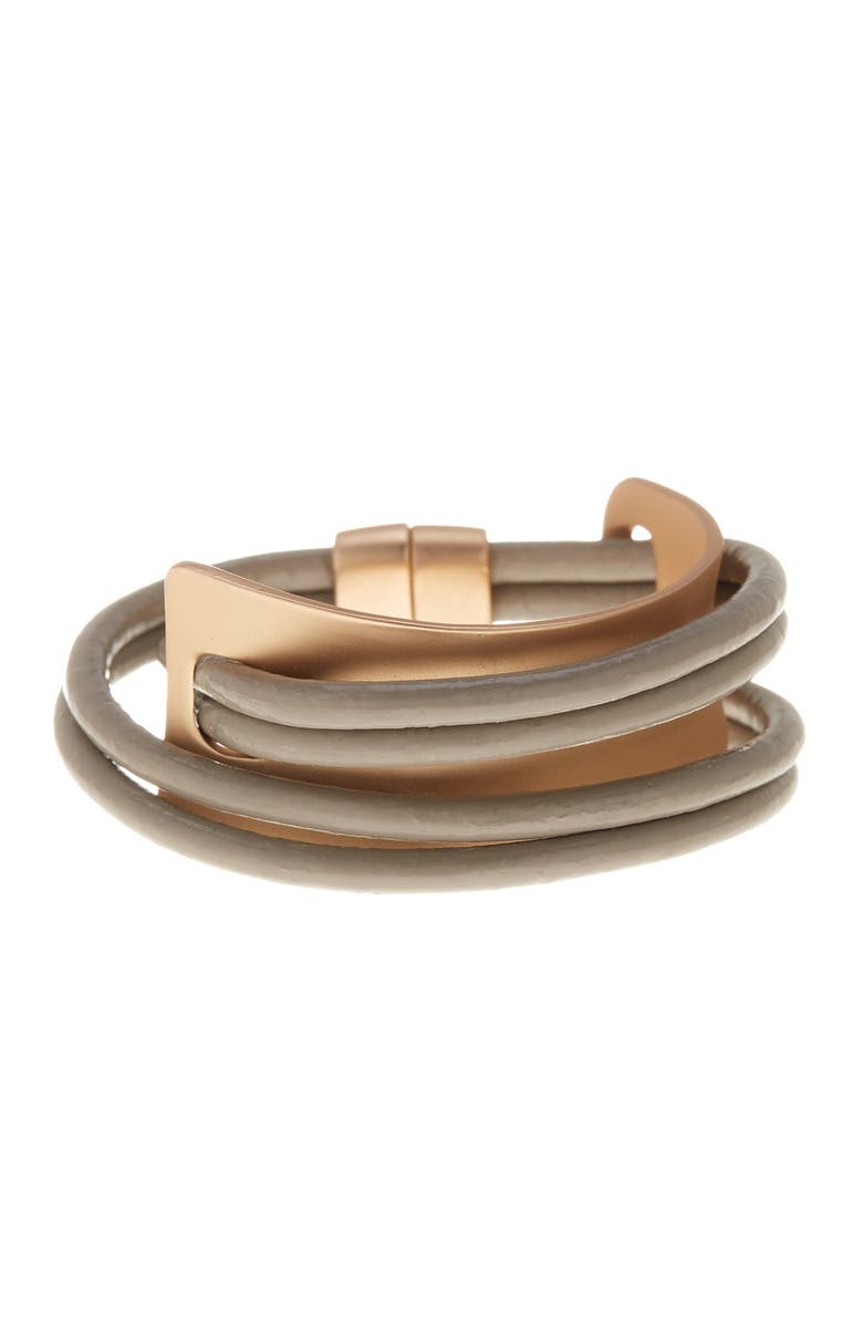 SAACHI Taupe Gladiator Wrap Leather Bracelet, Main, color, Taupe