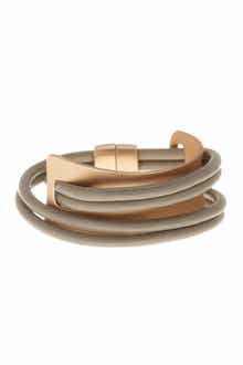 SAACHI Taupe Gladiator Wrap Leather Bracelet