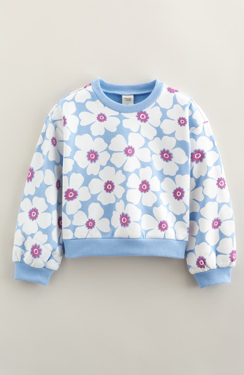 Tucker + Tate Kids' Bubble Sleeve Sweatshirt, Main, color, Blue Expanse Poppies