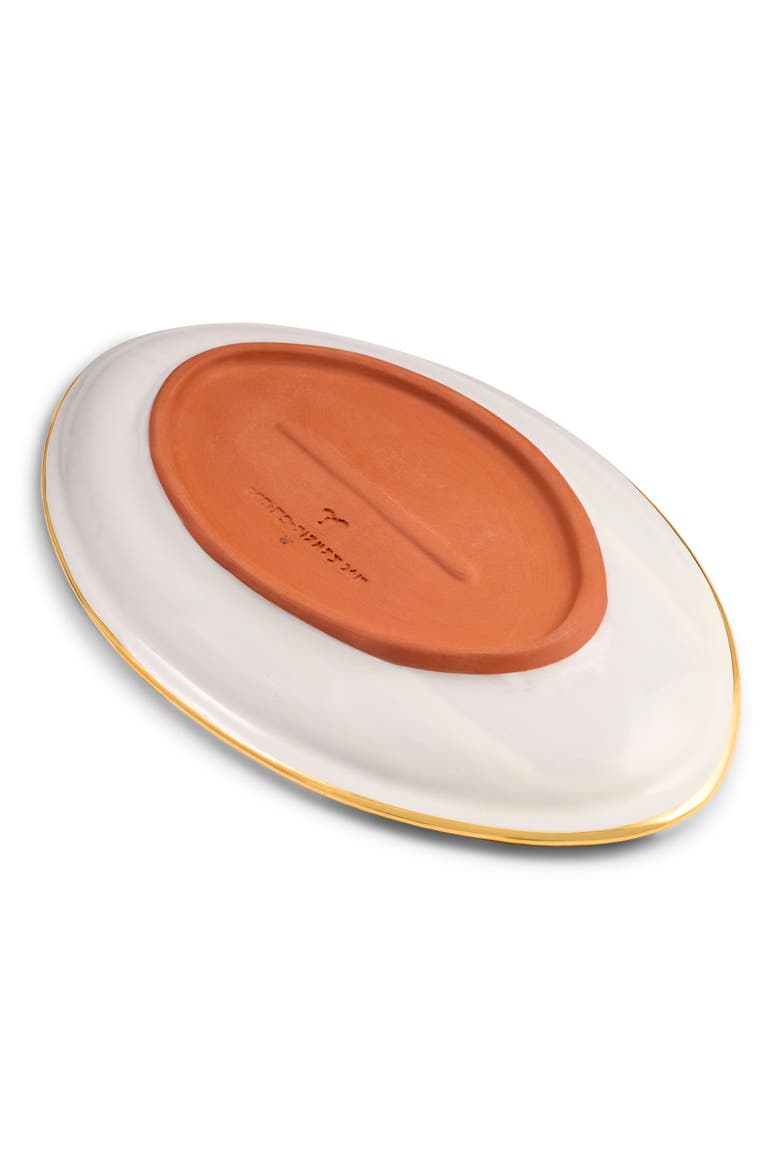 Check Football Ceramic Serving Tray, Alternate, color, ORANGE