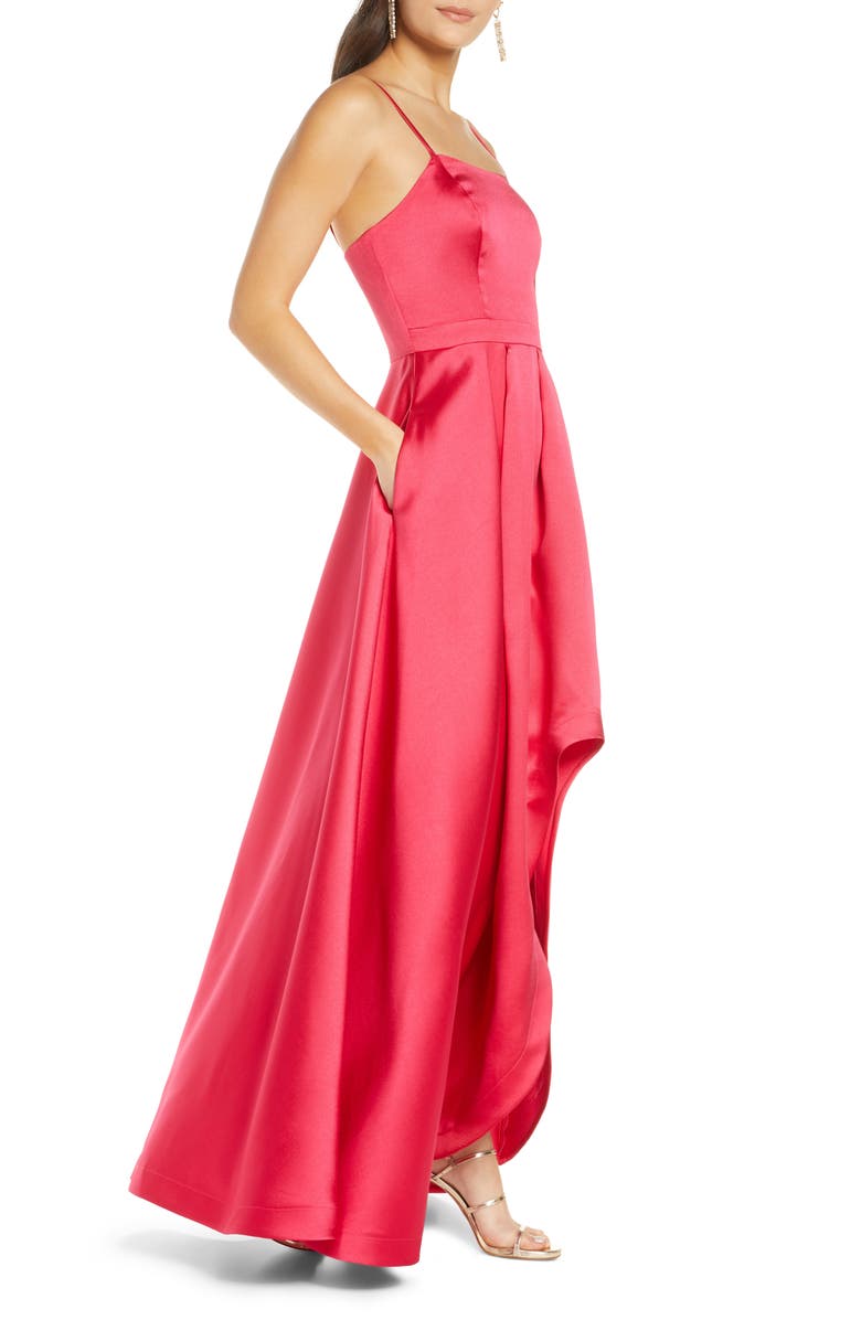 Sequin Hearts Square Neck Mikado High/Low Gown, Alternate, color, 
