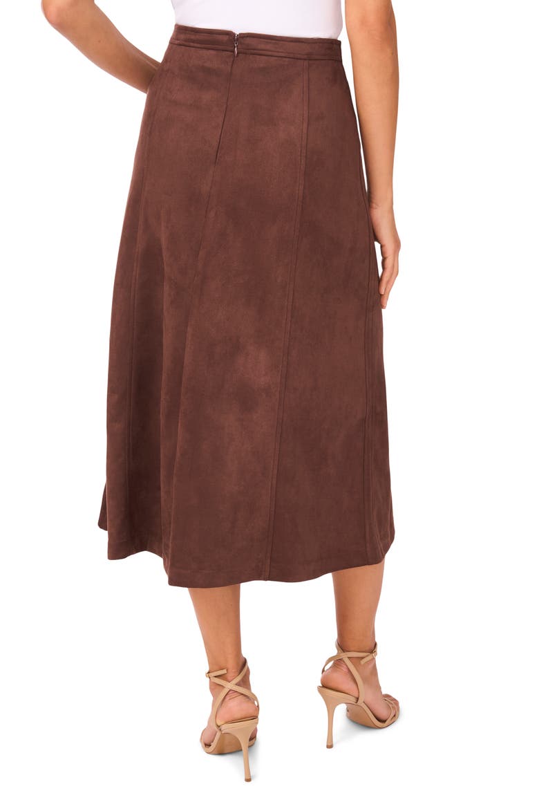 Faux Suede Faux Wrap Skirt, Alternate, color, CHOCOLATE