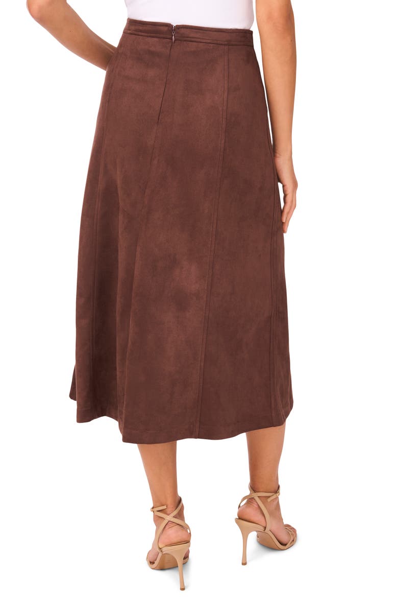 Halogen<sup>®</sup> Faux Suede Faux Wrap Skirt, Alternate, color, Chocolate