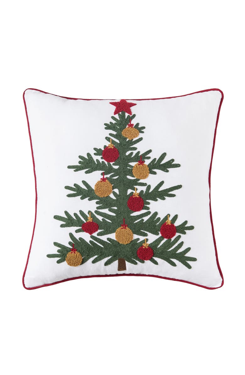 C&F Home Christmas Tree w/ Ornaments Accent Throw Pillow, 18" x 18", Main, color, Gold