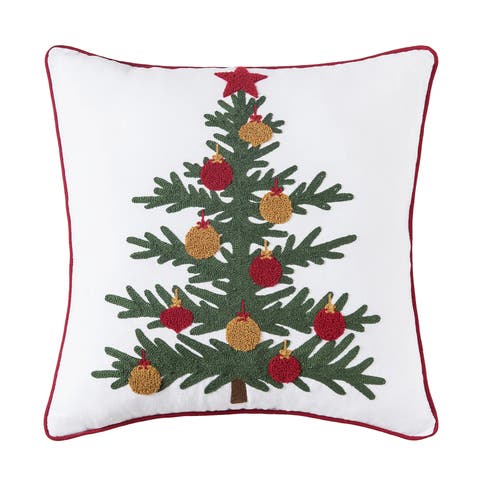 Christmas Tree w/ Ornaments Accent Throw Pillow, 18" x 18"