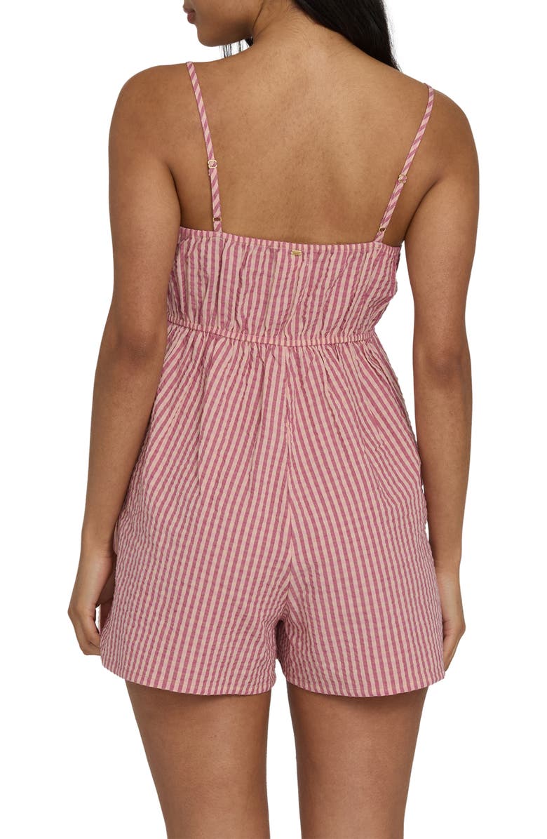 Billabong Star Glow Stripe Cotton Romper, Alternate, color, Pink Sunset