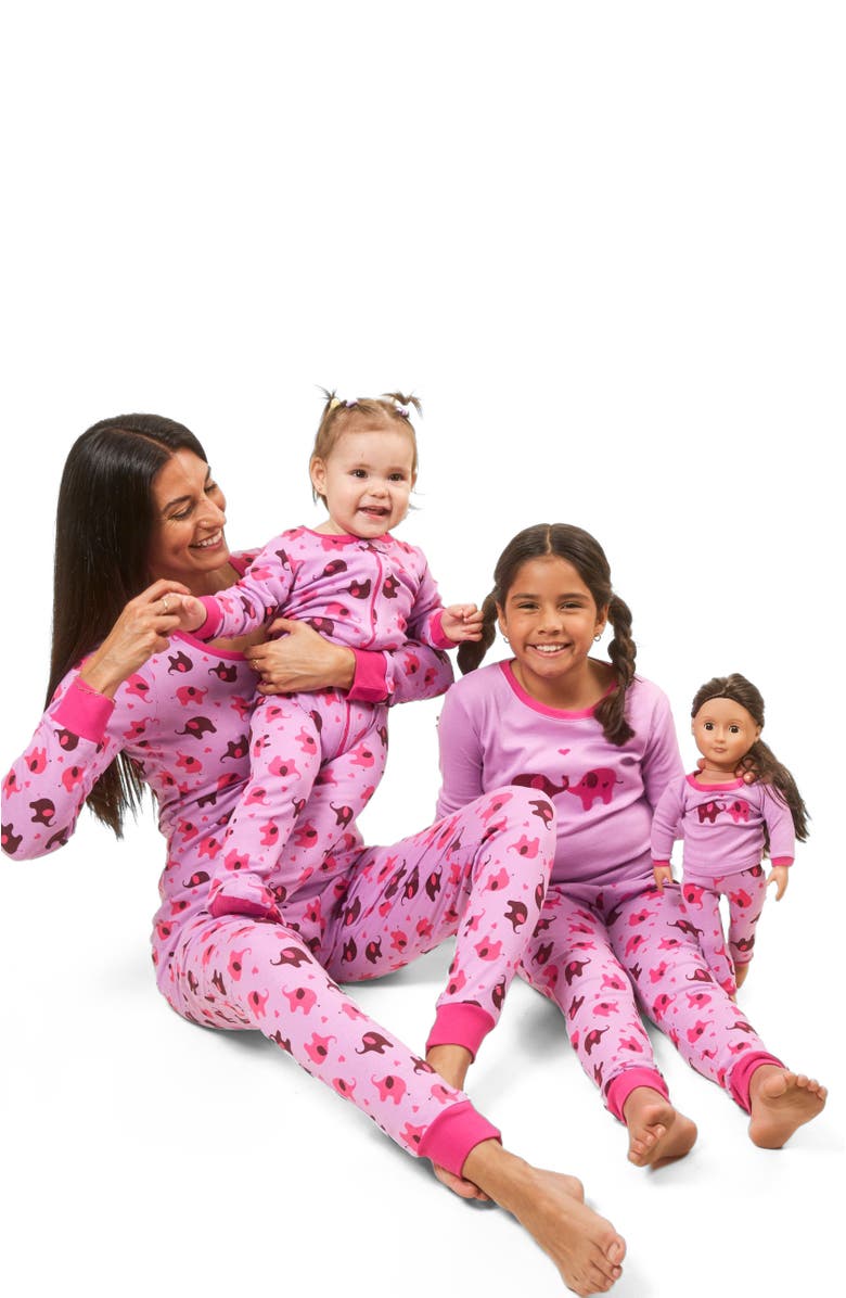 Leveret Footed Printed Cotton Matching Family Pajamas, Animal Kingdom Prints, Alternate, color, Elephant