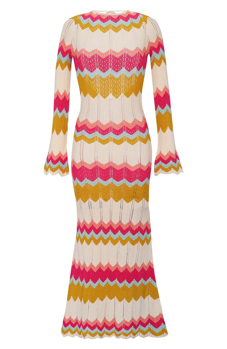 Capittana Piper Long Sleeve Herringbone Pointelle Cover-Up Sweater Dress, Alternate, color, Pink Multi