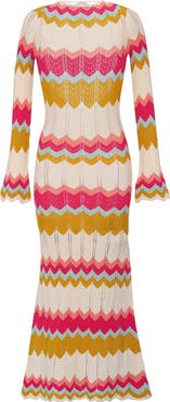 Capittana Piper Long Sleeve Herringbone Pointelle Cover-Up Sweater Dress