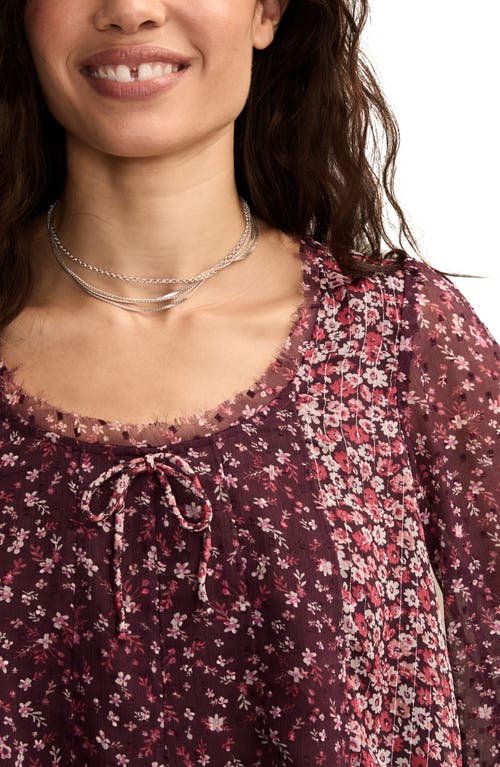 Lucky Brand Mixed Print Swing Top In Burgundy