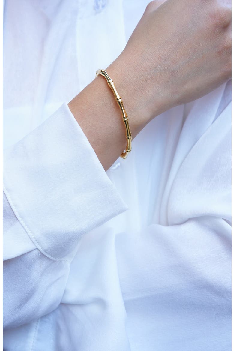 Bamboo Hinge Bangle, Alternate, color, GOLD