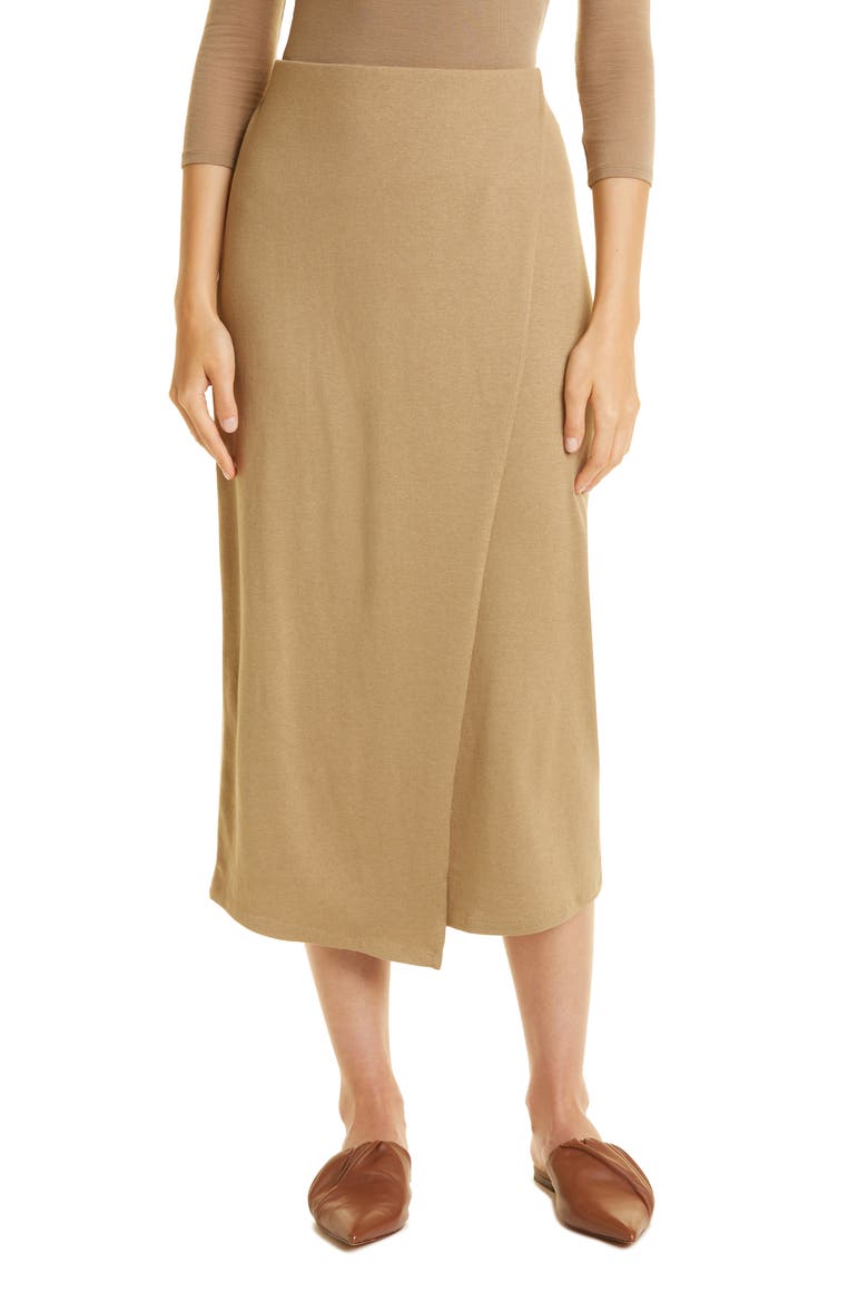 Overlap Knit Skirt, Main, color, DARK WHEAT