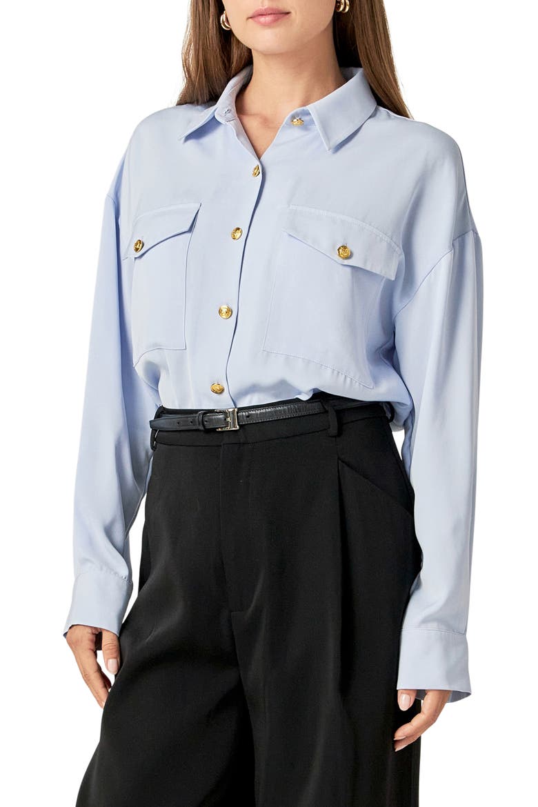Military Button-Up Shirt, Alternate, color, POWDER BLUE