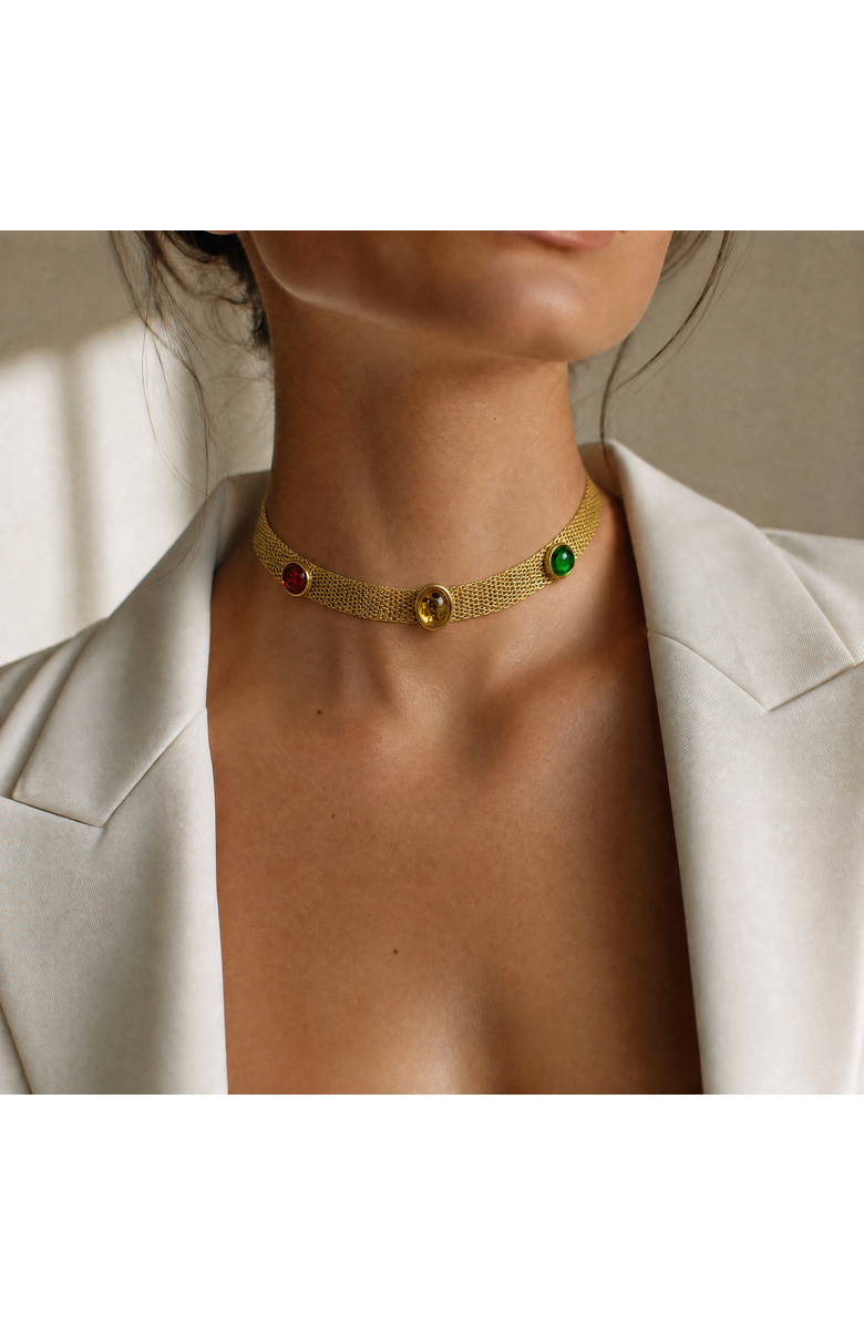 BY ADINA EDEN Vintage Inspired Mesh Gem Choker, Alternate, color, Multi-Color