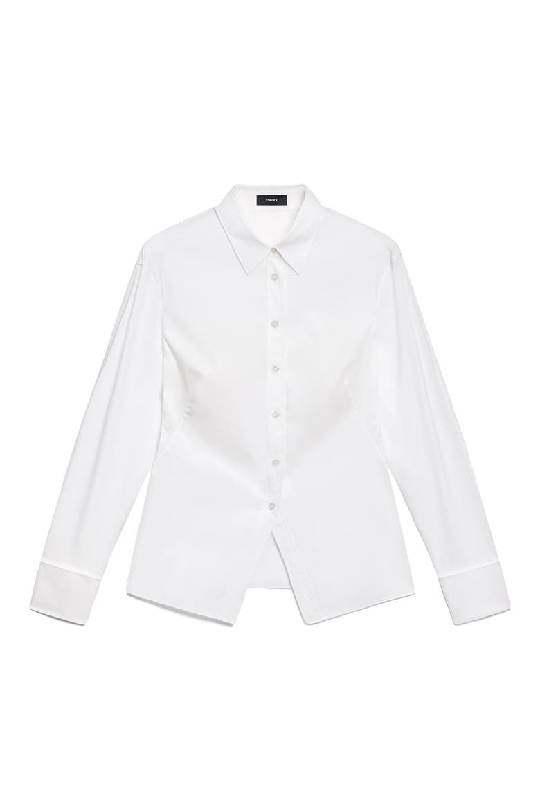 Cutaway Hem Stretch Cotton Shirt, Alternate, color, WHITE - 100