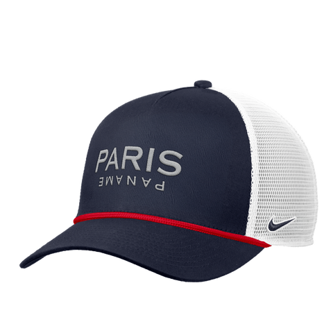 Men's Nike Navy Paris Saint-Germain Rise Rope Trucker A-Frame Adjustable Hat