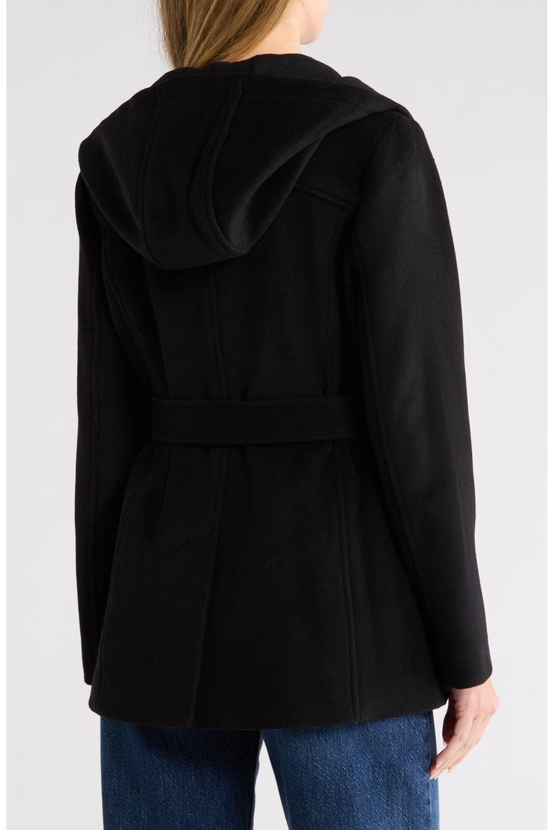 Hooded Wool Blend Coat, Alternate, color, BLACK