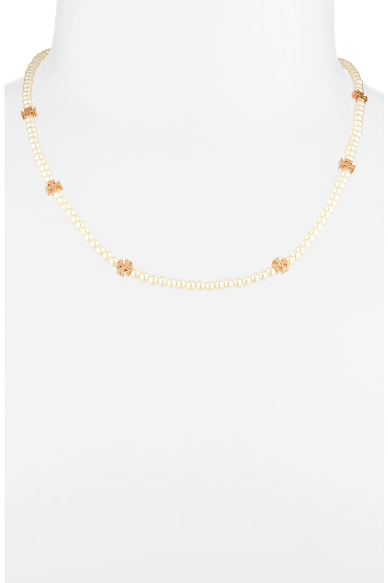 Moondance Faux Pearl Necklace, Alternate, color, TORY GOLD / PEARL