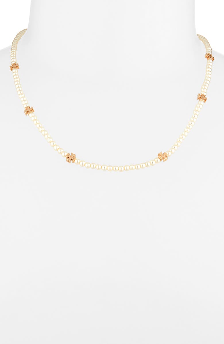 Tory Burch Moondance Faux Pearl Necklace, Alternate, color, Tory Gold / Pearl