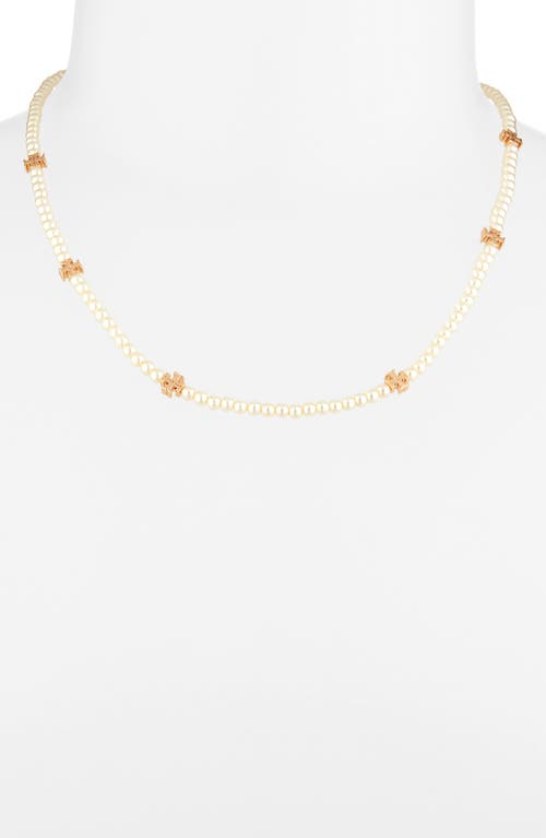 Tory Burch Kira Faux Pearl-embellished 18kt Gold-plated Necklace In Gold