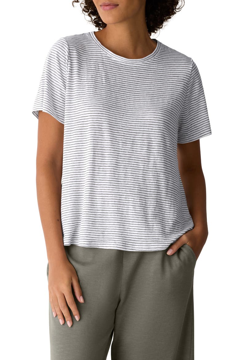Stripe Organic Linen T-Shirt, Main, color, BAY LEAF