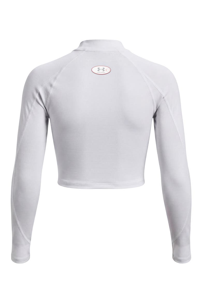 HeatGear® Elite Mock Neck Crop Top, Alternate, color, 100 WHITE